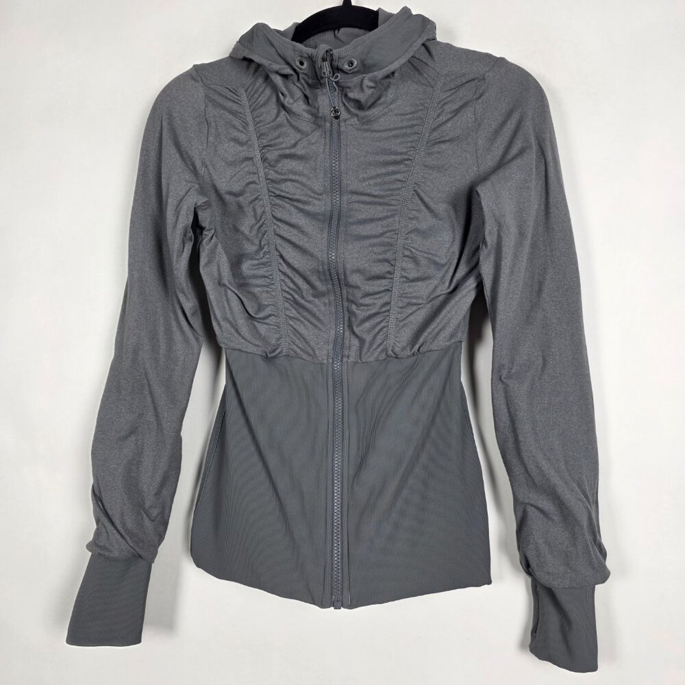 Lululemon Dance Studio Reversible Hooded Womens Size 4 Gray Full Zip Jacket